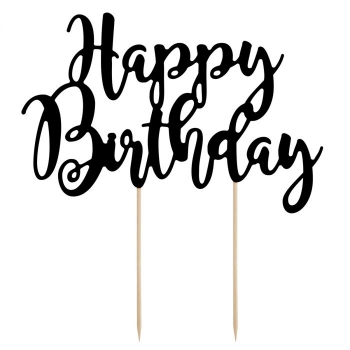 Cake Topper - Happy Birthday - Black